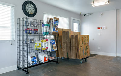 Packing supplies, boxes, and locks for your convenience.